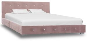 Łóżko z materacem memory, różowe, aksamit, 120 x 200 cm