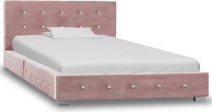 Łóżko z materacem, różowe, aksamit, 90 x 200 cm