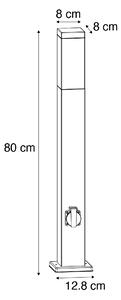 Zewnetrzna Buitenlamp staal 80 cm met stopcontact IP44 - Malios Oswietlenie zewnetrzne