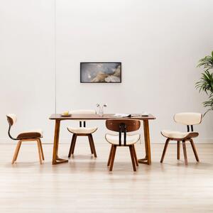 Krzesła do jadalni, 4 szt., kremowe, gięte drewno i ekoskóra