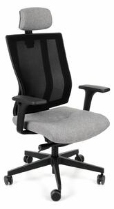 Fotel biurowy MaxPro BS HD - ergonomiczny, obrotowy, siatkowy, wygodny, z zagłówkiem