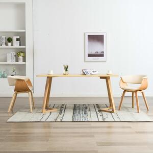 Krzesła do jadalni, 2 szt., kremowe, gięte drewno i ekoskóra
