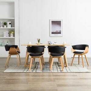 Krzesła do jadalni, 6 szt., czarne, gięte drewno i ekoskóra