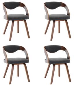 Krzesła stołowe, 4 szt., ciemnoszare, gięte drewno i tkanina