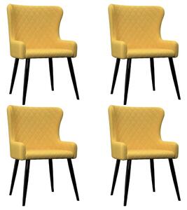 Krzesła do jadalni, 4 szt., żółte, tapicerowane tkaniną