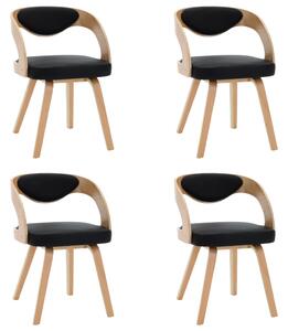 Krzesła do jadalni, 4 szt., czarne, gięte drewno i ekoskóra