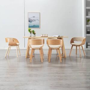 Krzesła do jadalni, 6 szt., kremowe, gięte drewno i ekoskóra