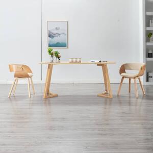 Krzesło do jadalni, kremowe, gięte drewno i sztuczna skóra