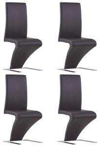 Krzesła o zygzakowatej formie, 4 szt., brązowe, sztuczna skóra