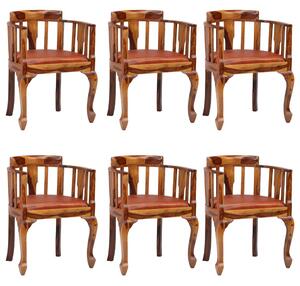 Krzesła do jadalni, 6 szt., prawdziwa skóra i drewno sheesham