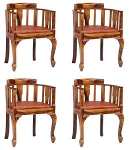 Krzesła do jadalni, 4 szt., prawdziwa skóra i drewno sheesham