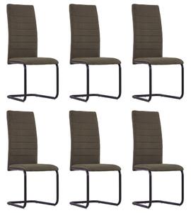 Krzesła stołowe, wspornikowe, 6 szt., brązowe, tkanina