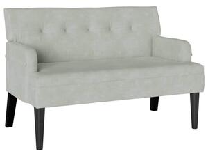 Sofa chesterfield aksamitna jasnoszara 2-osobowa z wsparciem oparcia