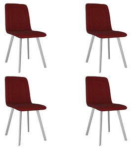 Krzesła stołowe, 4 szt., czerwone, aksamitne