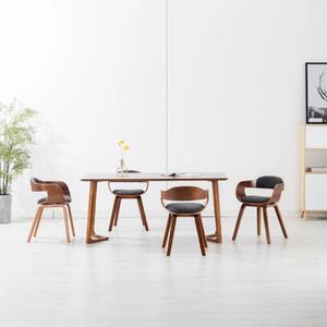 Krzesła stołowe, 4 szt., ciemnoszare, tkanina i gięte drewno