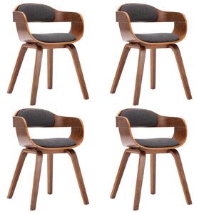 Krzesła stołowe, 4 szt., ciemnoszare, tkanina i gięte drewno