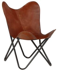 Krzesła typu motyl, 2 szt., brązowe, dziecięce, skóra naturalna