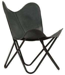 Krzesła typu motyl, 6 szt., szare, dziecięce, skóra naturalna