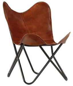 Krzesła typu motyl, 6 szt., brązowe, dziecięce, skóra naturalna