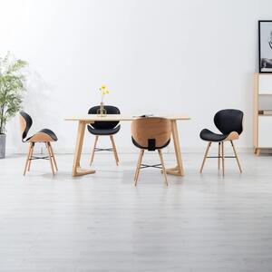 Krzesła stołowe, 4 szt., czarne, sztuczna skóra i gięte drewno
