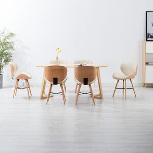 Krzesła jadalniane, 6 szt., kremowe, ekoskóra i gięte drewno