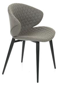 Krzesło Aster do jadalni, nowoczesne z szarym, tapicerowanym siedziskiem i metalowymi nóżkami