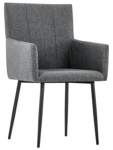Krzesła stołowe z podłokietnikami, 6 szt., ciemnoszare, tkanina
