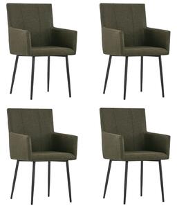 Krzesła stołowe z podłokietnikami, 4 szt., brązowe, tkanina