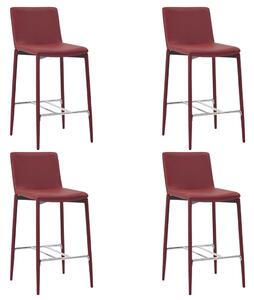Krzesła barowe, 4 szt., kolor czerwonego wina, sztuczna skóra
