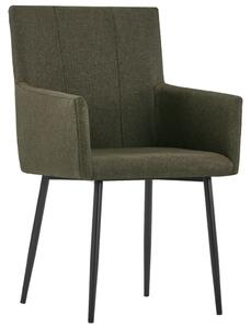 Krzesła stołowe z podłokietnikami, 4 szt., brązowe, tkanina