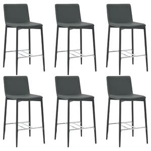 Krzesła barowe, 6 szt., szare, sztuczna skóra