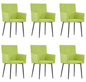 Krzesła jadalniane z podłokietnikami, 6 szt., zielone, tkanina