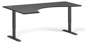 Stół z regulacją wysokości, 2 silniki, 745-1215 mm, ergonomiczny lewy, blat 1800x1200 mm, podstawa czarna, grafit