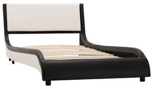 Rama łóżka, czarno-biała, sztuczna skóra, 90 x 200 cm