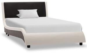 Rama łóżka, biało-czarna, sztuczna skóra, 90 x 200 cm