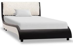 Rama łóżka, czarno-biała, sztuczna skóra, 90 x 200 cm