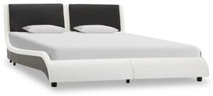 Rama łóżka, biało-czarna, sztuczna skóra, 120 x 200 cm