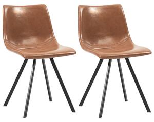 Krzesła stołowe, 2 szt., kolor koniaku, sztuczna skóra
