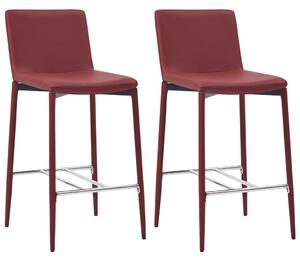Krzesła barowe, 2 szt., winna czerwień, sztuczna skóra