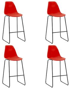 Krzesła barowe, 4 szt., czerwone, plastik