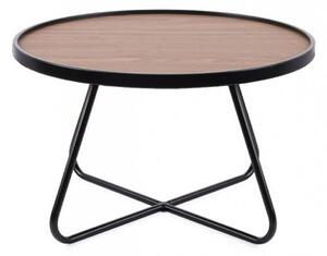 Stolik SM1 (550) - okrągły, loftowy, minimalistyczny, matalowy, z drewnianym blatem