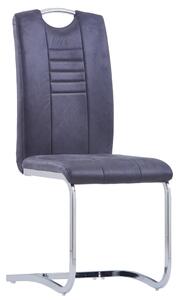 Wspornikowe krzesła stołowe, 2 szt., szare, sztuczny zamsz