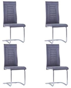 Krzesła stołowe, wspornikowe, 4 szt., szare, sztuczny zamsz