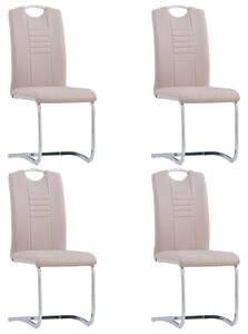 Krzesła stołowe, wspornikowe 4 szt., cappuccino, sztuczna skóra
