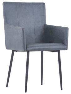 Krzesła z podłokietnikami, 2 szt., szare, sztuczny zamsz
