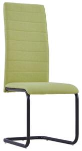 Krzesła stołowe, wspornikowe, 2 szt., zielone, tkanina