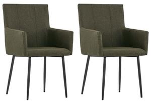 Krzesła stołowe z podłokietnikami, 2 szt., brązowe, tkanina