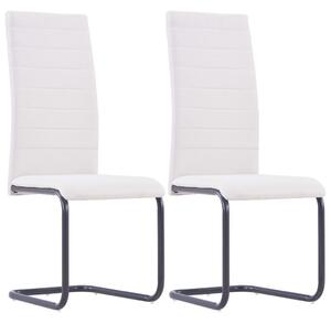 Krzesła stołowe, wspornikowe, 2 szt., kremowe, tkanina
