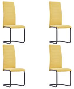 Krzesła stołowe, wspornikowe, 4 szt., żółte, tkanina