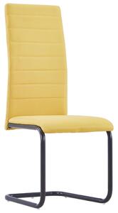 Krzesła stołowe, wspornikowe, 4 szt., żółte, tkanina